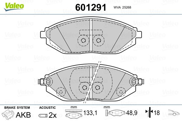VALEO 601291 Brake Pad Set, disc brake