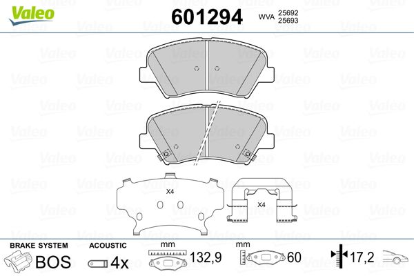 VALEO 601294 Brake Pad Set, disc brake