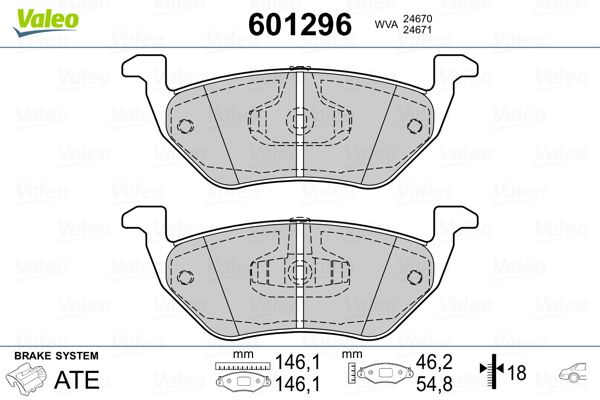 VALEO 601296 Brake Pad Set, disc brake