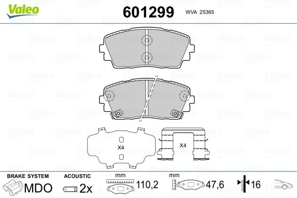 VALEO 601299 Brake Pad Set, disc brake