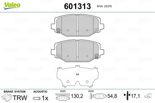 VALEO 601313 Brake Pad Set, disc brake