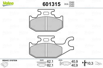 Brake Pad Set, disc brake VALEO 601315