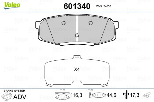 VALEO 601340 Brake Pad Set, disc brake