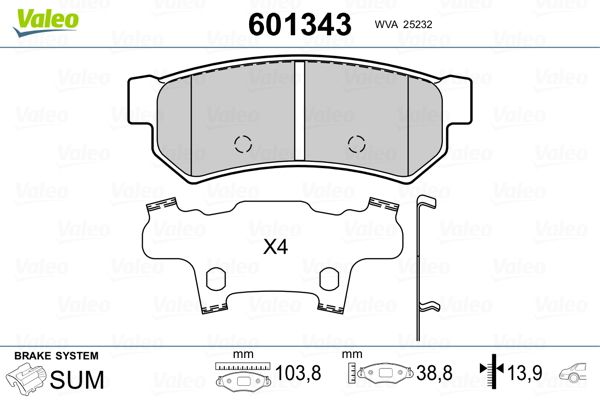 VALEO 601343 Brake Pad Set, disc brake