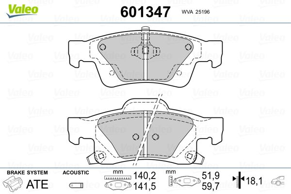 VALEO 601347 Brake Pad Set, disc brake