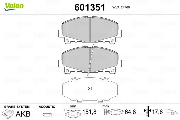 VALEO 601351 Brake Pad Set, disc brake
