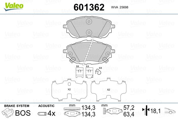 VALEO 601362 Brake Pad Set, disc brake