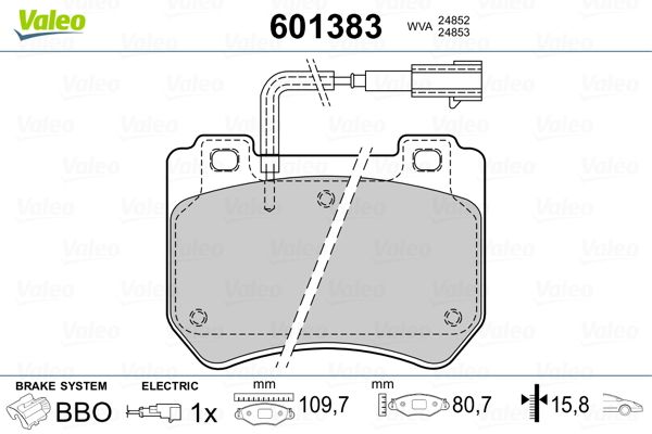 VALEO 601383 Brake Pad Set, disc brake