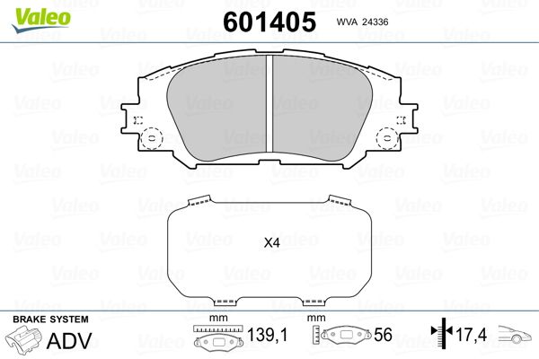 VALEO 601405 Brake Pad Set, disc brake
