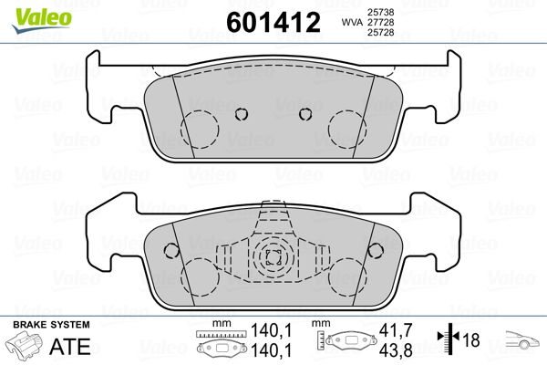 VALEO 601412 Brake Pad Set, disc brake