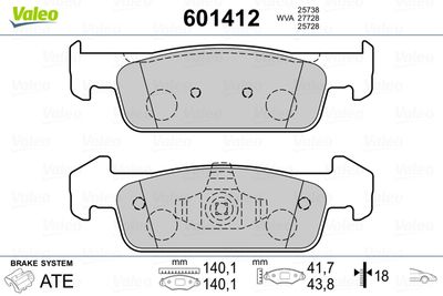 Brake Pad Set, disc brake VALEO 601412