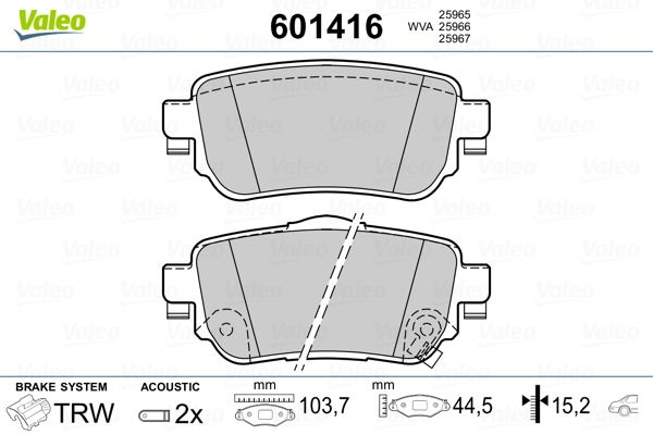 VALEO 601416 Brake Pad Set, disc brake