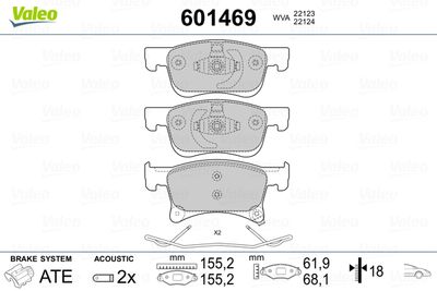 Brake Pad Set, disc brake VALEO 601469
