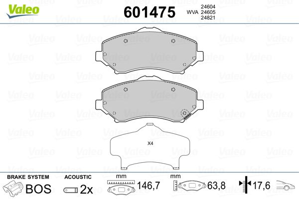 VALEO 601475 Brake Pad Set, disc brake