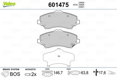 Brake Pad Set, disc brake VALEO 601475