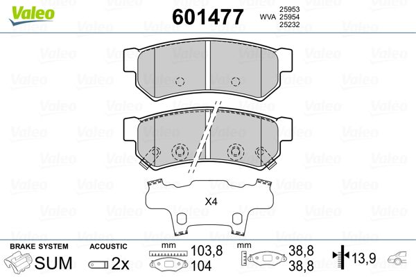 VALEO 601477 Brake Pad Set, disc brake