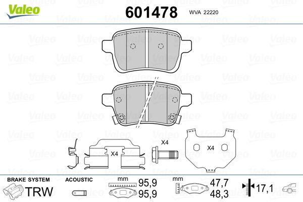VALEO 601478 Brake Pad Set, disc brake