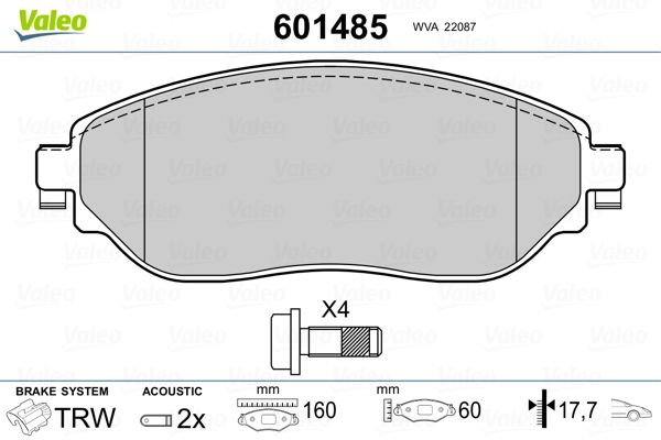 VALEO 601485 Brake Pad Set, disc brake