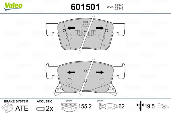 VALEO 601501 Brake Pad Set, disc brake