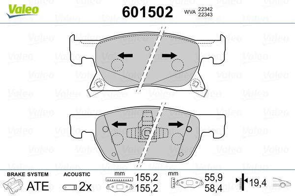 VALEO 601502 Brake Pad Set, disc brake