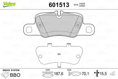 Brake Pad Set, disc brake VALEO 601513