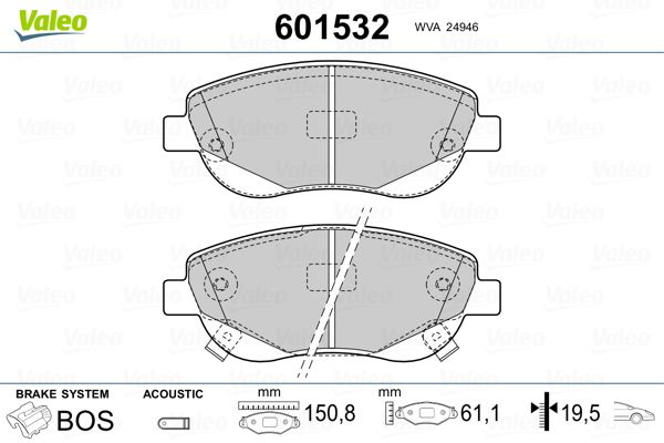 VALEO 601532 Brake Pad Set, disc brake