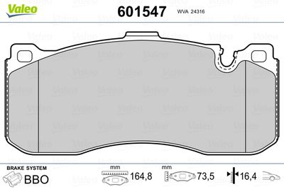 Brake Pad Set, disc brake VALEO 601547