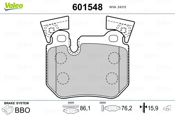 VALEO 601548 Brake Pad Set, disc brake