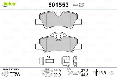 Brake Pad Set, disc brake VALEO 601553