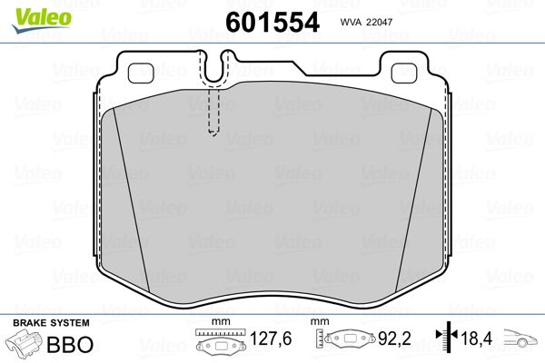 VALEO 601554 Brake Pad Set, disc brake