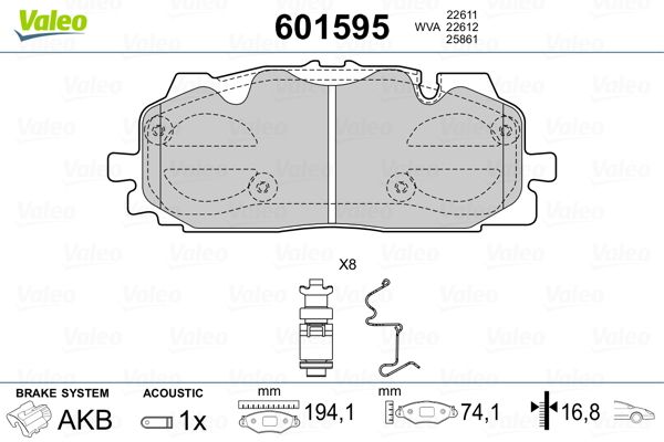 VALEO 601595 Brake Pad Set, disc brake