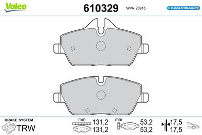 Brake Pad Set, disc brake VALEO 610329