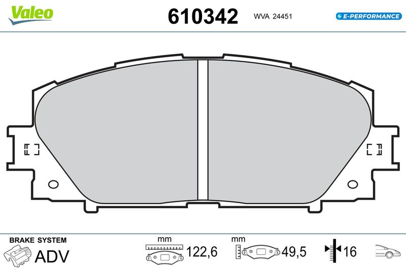 VALEO 610342 Brake Pad Set, disc brake