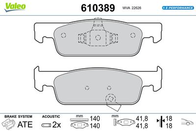 Brake Pad Set, disc brake VALEO 610389