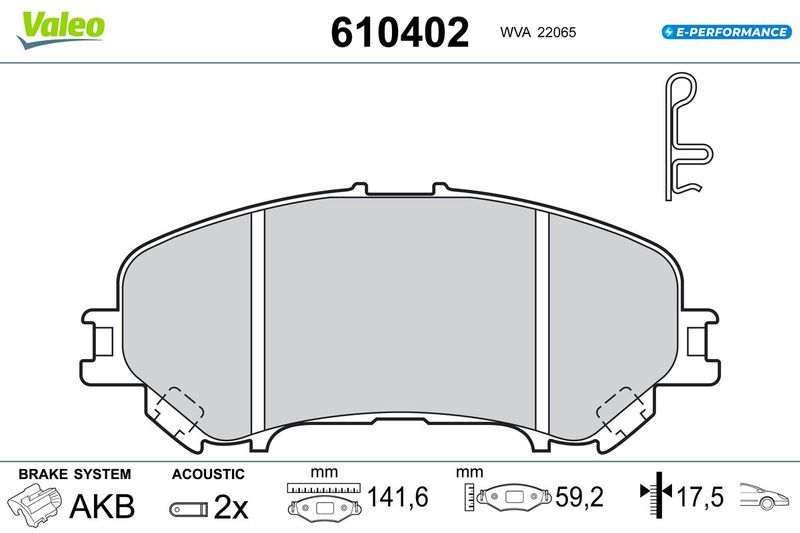 VALEO 610402 Brake Pad Set, disc brake