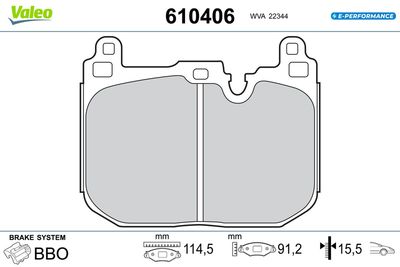 Brake Pad Set, disc brake VALEO 610406