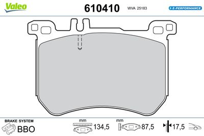 Brake Pad Set, disc brake VALEO 610410