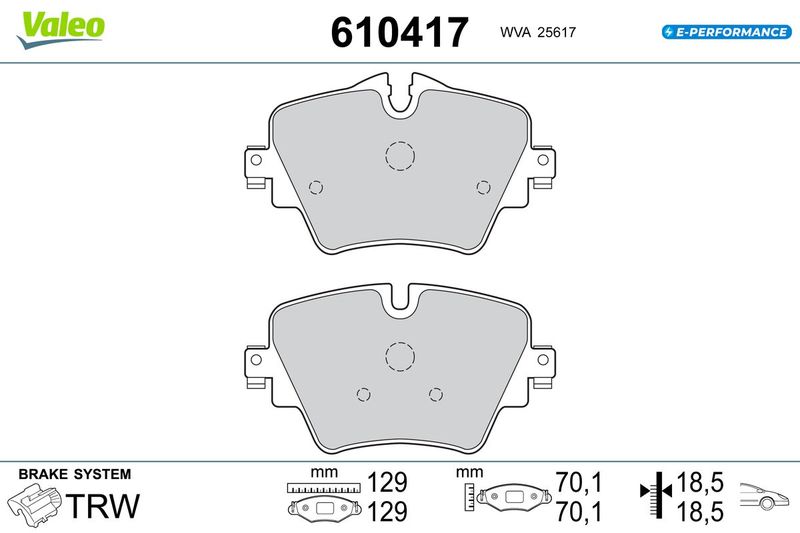 VALEO 610417 Brake Pad Set, disc brake