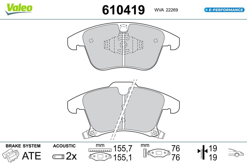 VALEO 610419 Brake Pad Set, disc brake