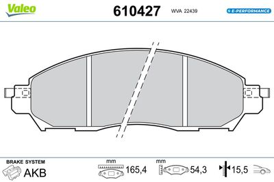 Brake Pad Set, disc brake VALEO 610427