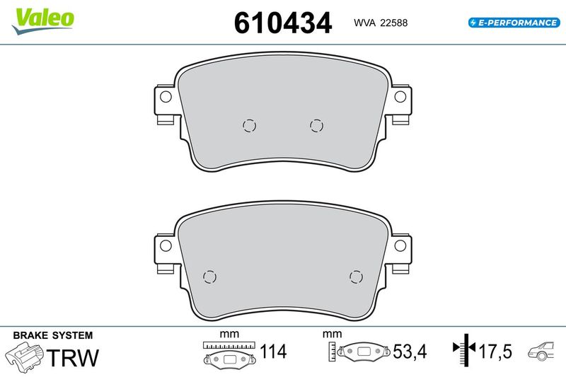 VALEO 610434 Brake Pad Set, disc brake
