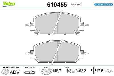 Brake Pad Set, disc brake VALEO 610455