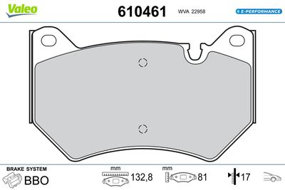 Brake Pad Set, disc brake VALEO 610461
