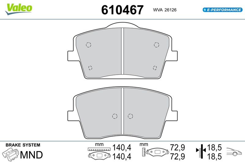 VALEO 610467 Brake Pad Set, disc brake