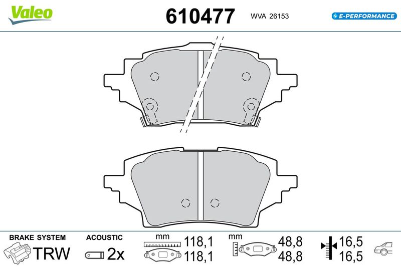 VALEO 610477 Brake Pad Set, disc brake