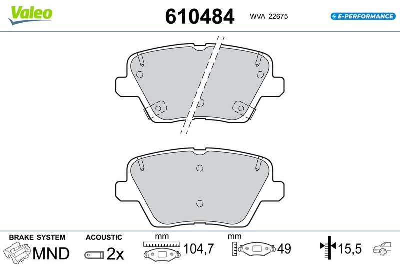 VALEO 610484 Brake Pad Set, disc brake