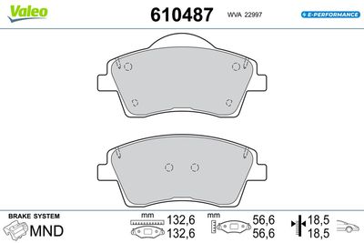 Brake Pad Set, disc brake VALEO 610487
