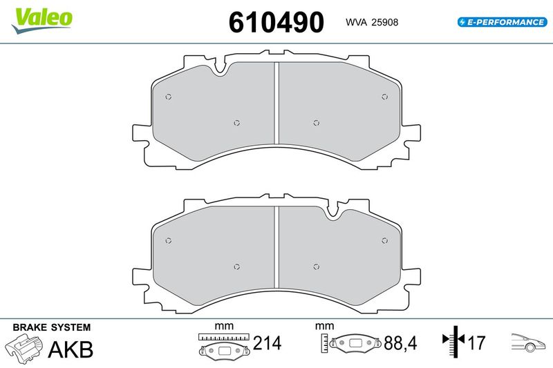 VALEO 610490 Brake Pad Set, disc brake