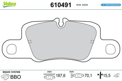Brake Pad Set, disc brake VALEO 610491