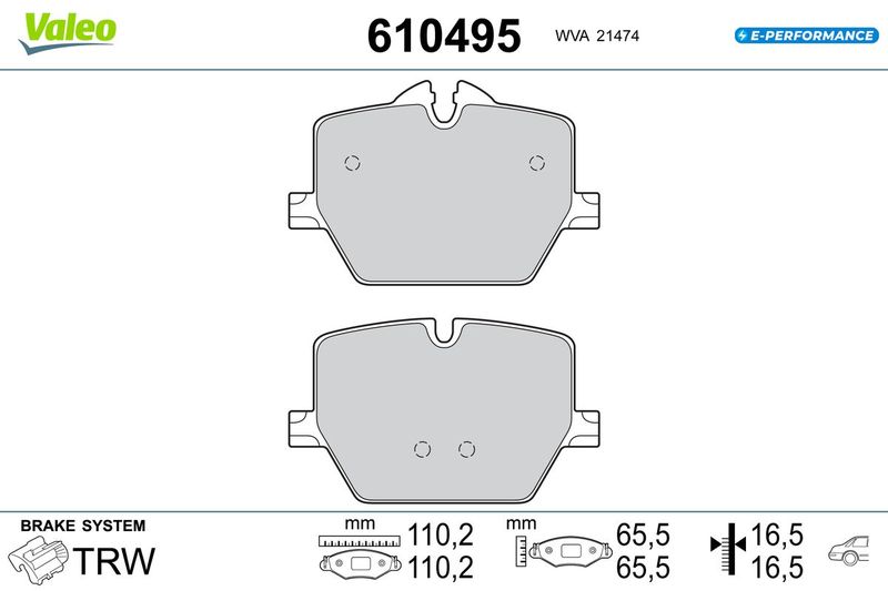 VALEO 610495 Brake Pad Set, disc brake